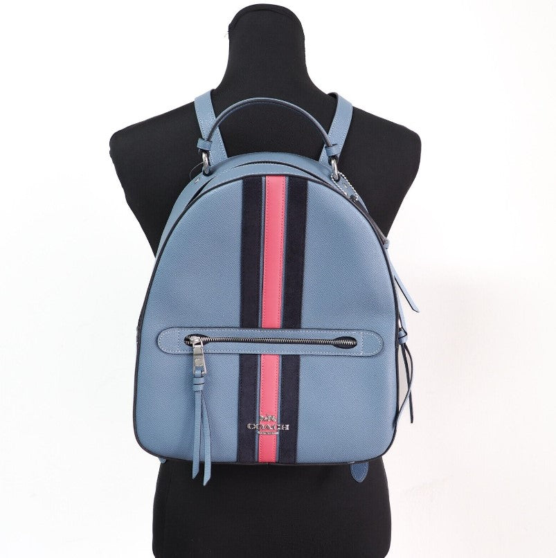 COACH Jordyn Varsity Stripe Indigo Crossgrain Leather  display picture 1