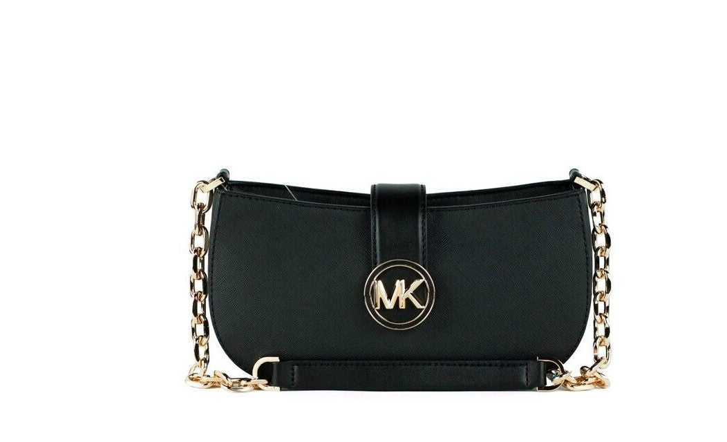 Michael Kors Carmen Small Black Saffiano Leather Pouchette Handbag